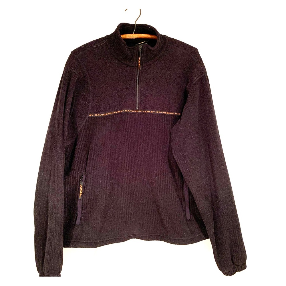 Harley-Davidson Black Half-Zip Ribbed Pullover